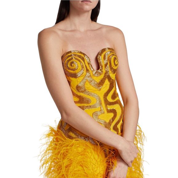 Aliétte Ostrich Feather-Embellished Sleeveless Gown Size 4 $10,000 - Picture 5 of 15